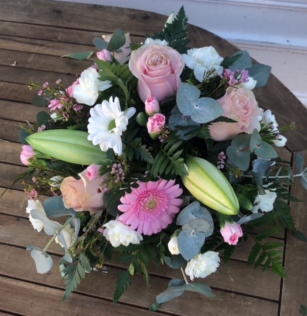 Pink & White Funeral Posy Product Image