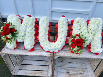 'Mum' lettered funeral tribute - 'Mum' lettered funeral tribute 
Pictured in red and white but other colours are available
